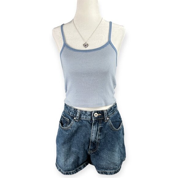 Brandy Melville Tops - Brandy Melville Cropped Cami Tank Women’s XS-S Blue White Striped Knit Top